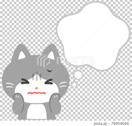 怯える猫と吹き出しのイラスト素材