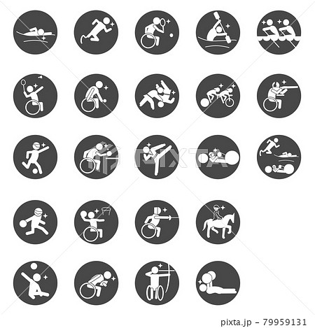 Para Sports Pictogram Black Circle Frameスポーツピクトグラムのイラスト素材