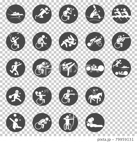 Para Sports Pictogram Black Circle Frameスポーツピクトグラムのイラスト素材