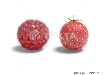 Blank raspberry and strawberry ball mockup, isolated 79959497
