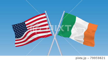 アメリカとアイルランドの国旗のイラスト素材