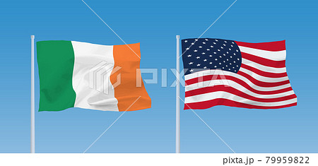 アメリカとアイルランドの国旗のイラスト素材