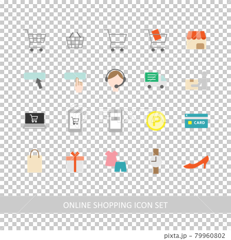 Online shopping (online shopping) illustration icon set (white background, vector, cutout) 79960802