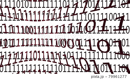 無数に並んだ0と1と歪んで浮き上がる数字の列 79961277