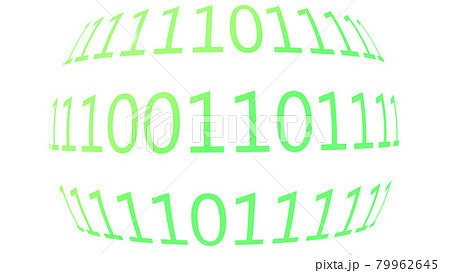 球状に無数に並んだ0と1の数字の列 球状に無数に並んだ0と1の数字の列 79962645