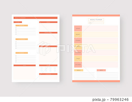 Modern planner template set. Set of planner and to do list. Daily and weekly planner template. Vector illustration. 79963246