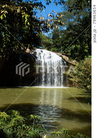 Mountain stream Waterfall Prenn, Vietnam, scenic natural swimming pool. 79963654