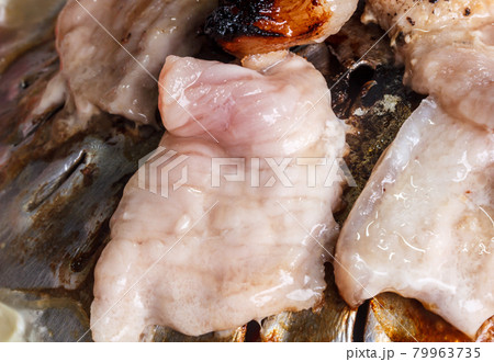closeup barbecue grilled meat 79963735