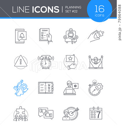 Planning mobile app - line design style icons set 79964088