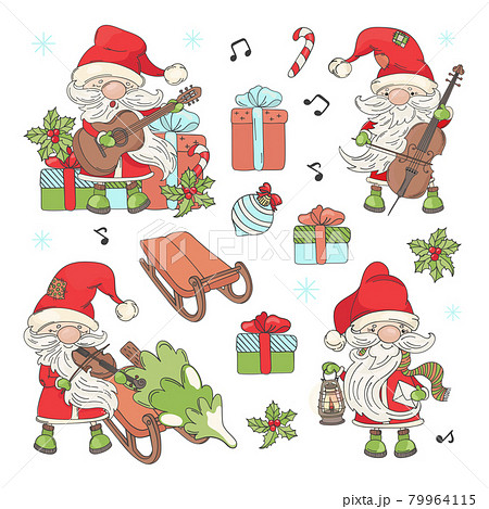 SANTA CLAUS STICKERS Cartoon Santa With Musical... - Stock Illustration  [79964115] - PIXTA