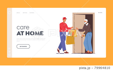 Care at Home Landing Page Template. Courier Caregiving of Elderly People Bring Grocery or Medicine during Lockdown Care at Home Landing Page Template. Courier Caregiving of Elderly People Bring Grocery or Medicine during Lockdown 79964810