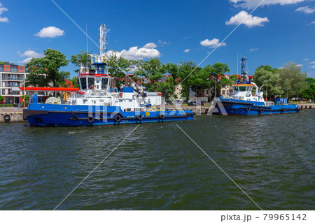Swinoujscie. Marine ship at the city embankment. 79965142