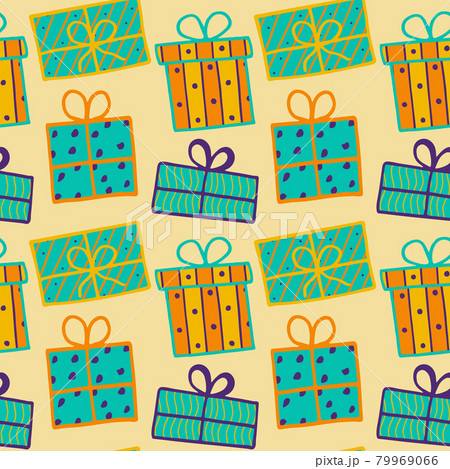 Bright festive gift box vector seamless pattern Bright festive gift box vector seamless pattern 79969066