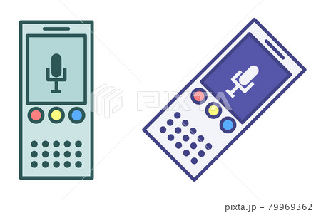 音声録音をする小型のボイスレコーダーのイラスト素材