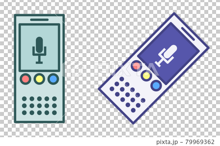 音声録音をする小型のボイスレコーダーのイラスト素材