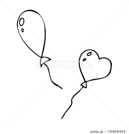Balloon icons. Balloon in the form of a heart. Doodle style Balloon icons. Balloon in the form of a heart. Doodle style 79969465