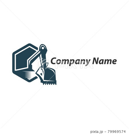 Excavation work logo design, emblem of excavator or building machine rental organisation print stamps, constructing equipment 79969574