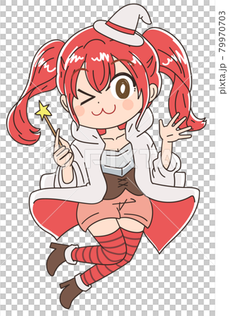 ファンタジー系アニメキャラのイラスト 魔法使いのイラスト素材