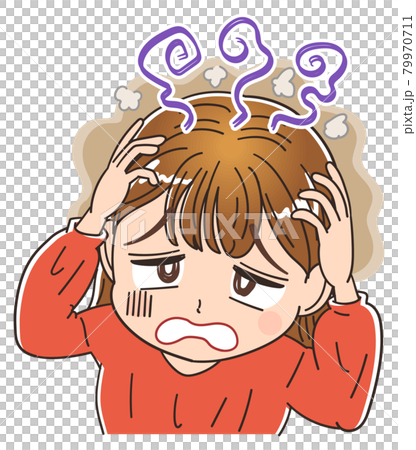 頭皮臭に悩んでいる女性 79970711