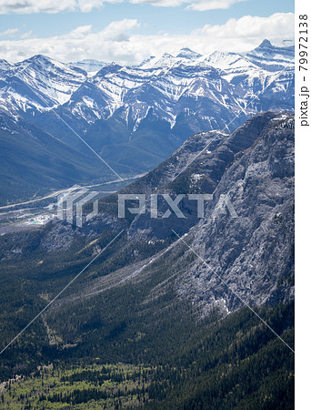Beautiful alpine valley, portrait shot made at Mt Yamnuska trail, Canadian Rockies, Alberta, Canada 79972138