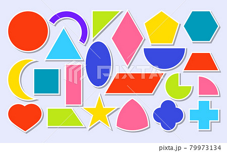 Flat paper sticker geometric shape icon set vector 79973134