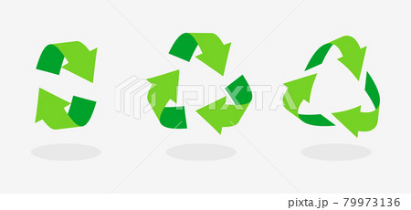 Green triangular recycle eco arrow icon set vector 79973136