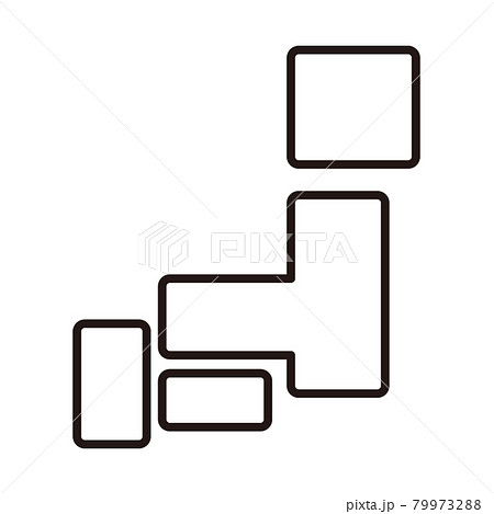 日本地図のシンプルな白黒細線アイコン 白背景のイラスト素材