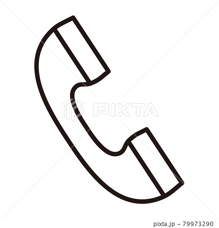 電話のシンプルな白黒細線アイコン 白背景のイラスト素材