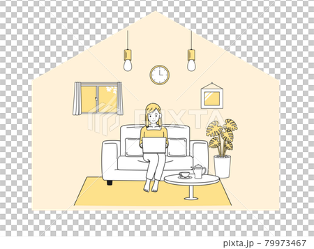 ノートパソコンを使う若い女性 フリーランス 在宅勤務 リモートワーク 仕事 イラスト素材 ノートパソコンを使う若い女性 フリーランス 在宅勤務 リモートワーク 仕事 イラスト素材 79973467