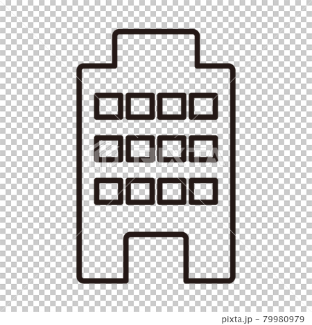 シンプルなオフィスビルの白黒細線アイコン 白背景のイラスト素材 シンプルなオフィスビルの白黒細線アイコン 白背景のイラスト素材