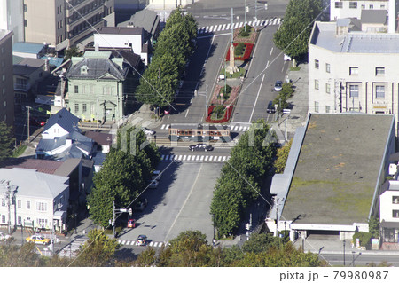 函館山からふ瞰 基坂を行く路面電車 函館山からふ瞰 基坂を行く路面電車 79980987