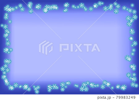 雪の結晶フレーム枠カード1 白 水色ふちぼかし ポストカード比率 グリーティングカード のイラスト素材