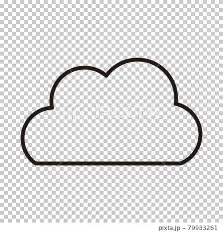 雲簡單的黑白細線圖標/白色背景 79983261