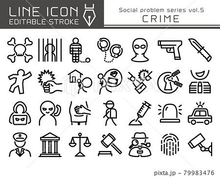 ラインアイコン 社会問題シリーズvol.5 犯罪 ラインアイコン 社会問題シリーズvol.5 犯罪 79983476