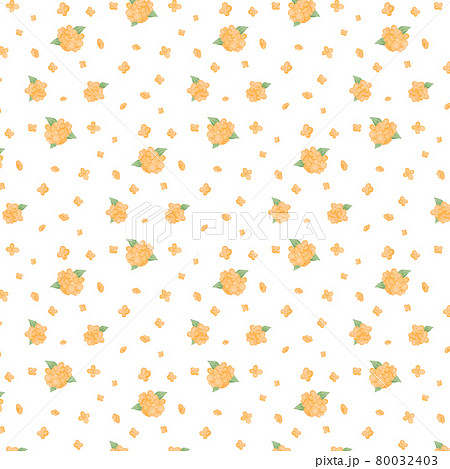 水彩風 金木犀のシームレスパターンのイラスト素材