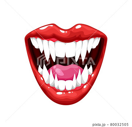 Vampire mouth with teeth, scary monster smile mask 80032505