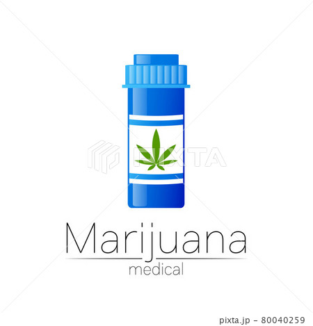 Cannabis vector logotype for medicine and doctor. Medical marijuana symbol with pill bottle. Pharmaceuticals with plant and leaf for health. Concept sign of green herb. Green color on white. Cannabis vector logotype for medicine and doctor. Medical marijuana symbol with pill bottle. Pharmaceuticals with plant and leaf for health. Concept sign of green herb. Green color on white. 80040259