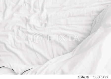 White background of blanket on the bed. 80042495