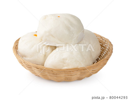Chinese steamed roll. Close up on white background 80044293