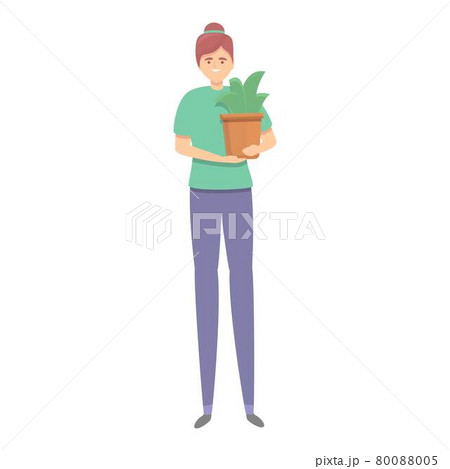 Care flower pot icon cartoon vector. Woman housewife 80088005
