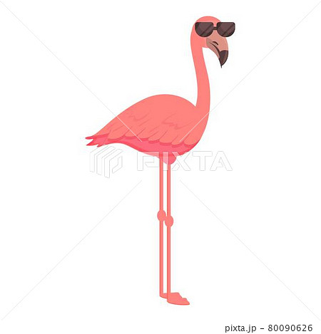 Sunglasses flamingo icon cartoon vector. Tropic bird Sunglasses flamingo icon cartoon vector. Tropic bird 80090626