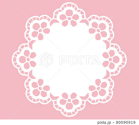 アンティークな丸型レースのフレーム。ベクター素材。 80090919