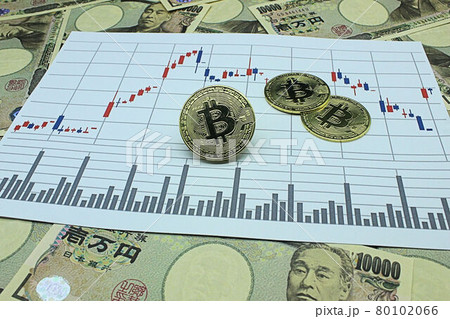 【仮想通貨・ビットコイン・投資などに関する記事のサムネイルに】ビットコインと一万円札 【仮想通貨・ビットコイン・投資などに関する記事のサムネイルに】ビットコインと一万円札 80102066