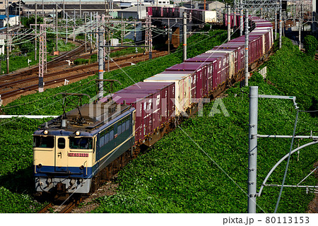 北方貨物線を行くEF652139コンテナ貨物列車 80113153