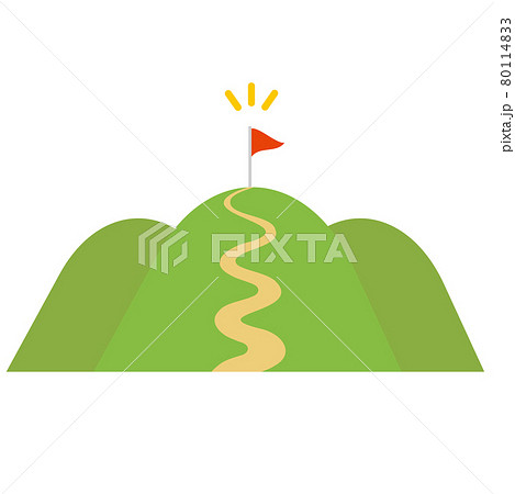 山頂に旗が立っている山　登山　目的地 80114833