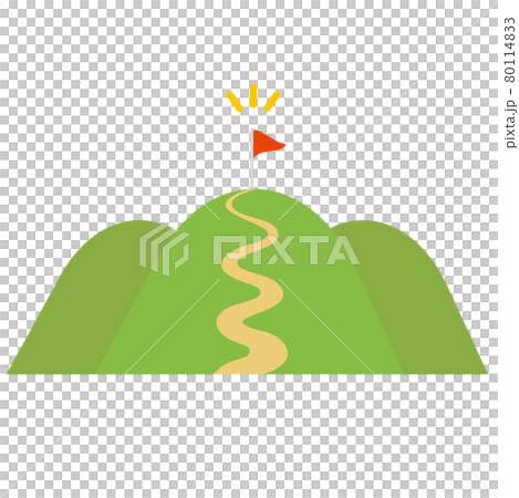 山頂に旗が立っている山　登山　目的地 80114833