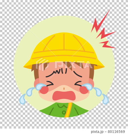 ギャン泣きしている可愛い幼稚園児の男の子のイラストアイコン 白背景 ギャン泣きしている可愛い幼稚園児の男の子のイラストアイコン 白背景 80116569