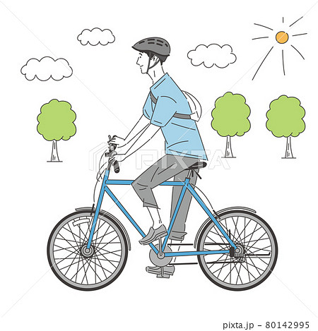 自転車に乗る男性のイラスト素材