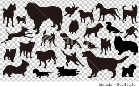 26頭の犬のシルエットのイラストセット 80143136