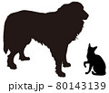 2匹の犬と猫のシルエットのイラストセット 80143139